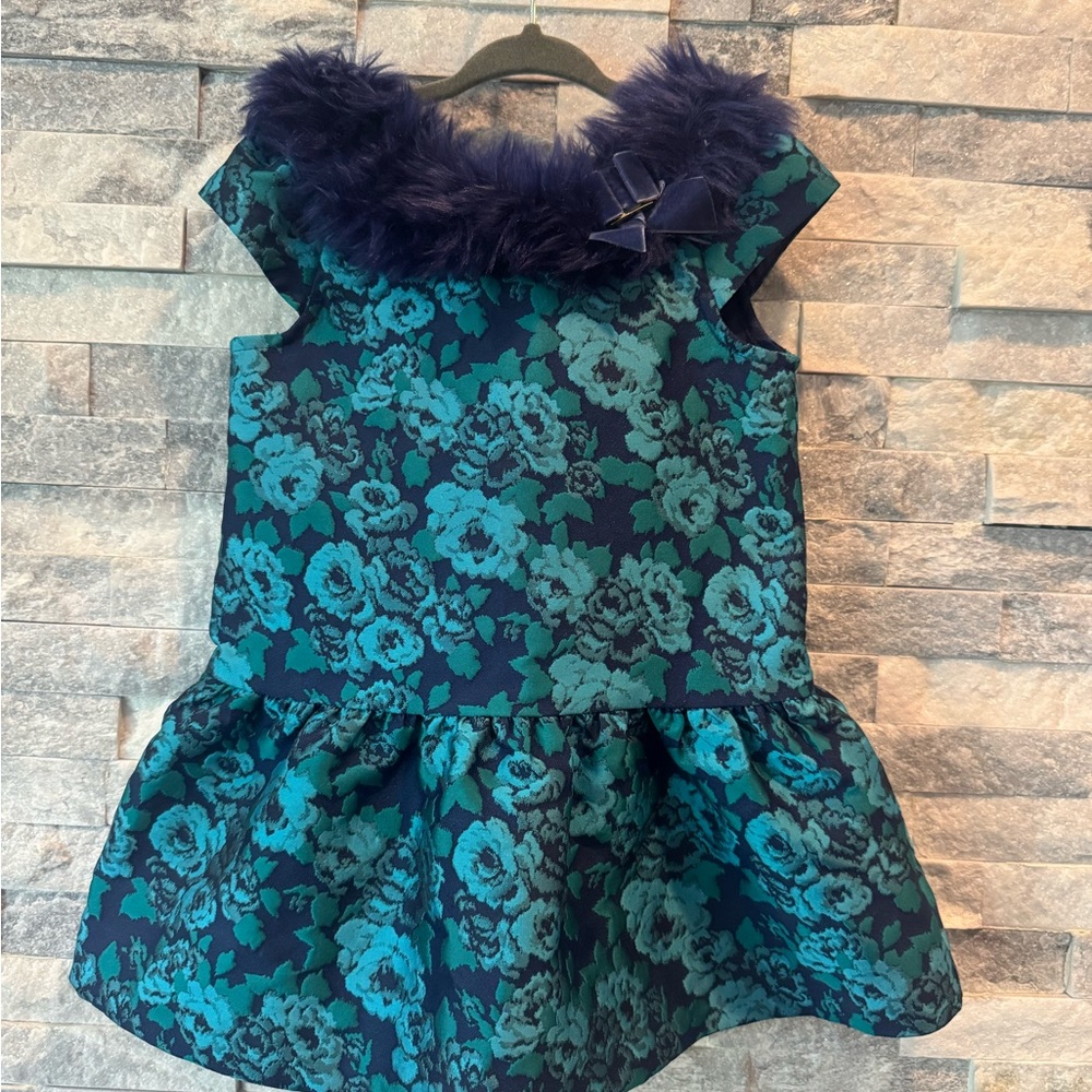 Janie and Jack Green and Black Patterned Dress